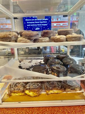 Weekend donuts - apple cider, Boston cream and cinnamon rolls   at Veggie Galaxy in Cambridge