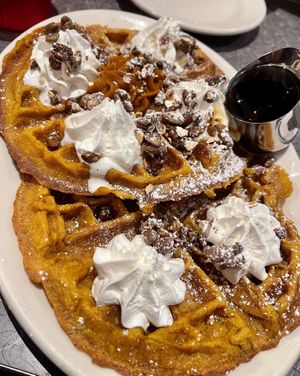 Weekend special - pumpkin waffles! Sooo good   at Veggie Galaxy in Cambridge
