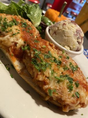 Epic chick’n parm sub  at Veggie Galaxy in Cambridge