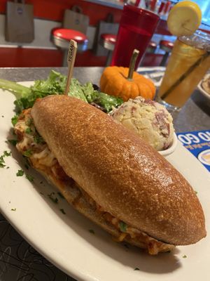 Epic chick’n parm sub  at Veggie Galaxy in Cambridge