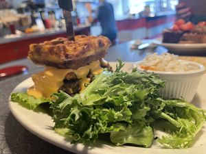 Waffle sandwich   at Veggie Galaxy in Cambridge