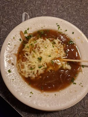 Vegan french onion soup at Veggie Galaxy in Cambridge