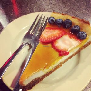 New York Style Cheesecake with Fresh Berries at Veggie Galaxy in Cambridge