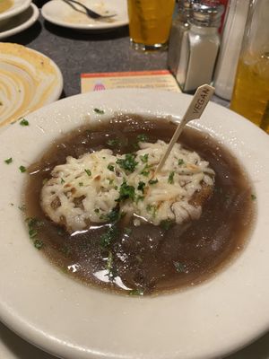 vegan french onion soup  at Veggie Galaxy in Cambridge