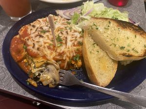 5/5!!! Blue plate lasagna, vegan. They really need to put this on their permanent menu. Could not tell it was vegan and I would bathe in the tofu ricotta. Out of this world 🪐  at Veggie Galaxy in Cambridge