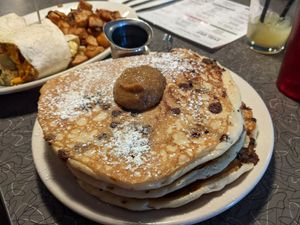 Tall stack chocolate chip pancakes at Veggie Galaxy in Cambridge