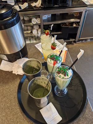 Shamrock shakes and mimosas at Veggie Galaxy in Cambridge