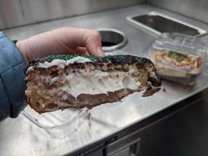 Irish cream doughnut at Veggie Galaxy in Cambridge