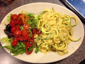 Zucchini Alfredo special at Veggie Galaxy in Cambridge