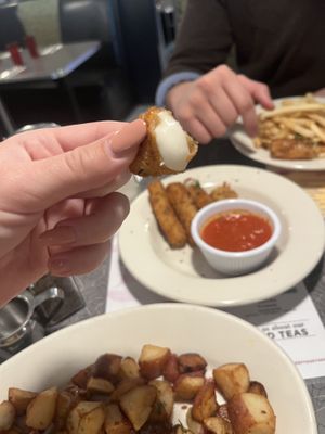 vegan mozz stick 🤤  at Veggie Galaxy in Cambridge