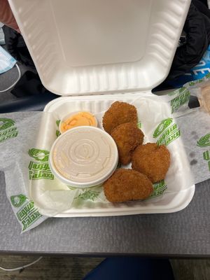 Mac n cheese bites  at Veggie Galaxy in Cambridge