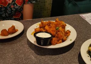 Cauliflower wings with blue cheese dip at Veggie Galaxy in Cambridge