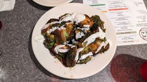 Brussel sprout appetizer at Veggie Galaxy in Cambridge
