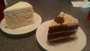 (Vegan) Pb & Choc cake and lemon coconut cake  at Veggie Galaxy in Cambridge