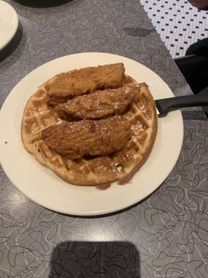 Chicken and waffles  at Veggie Galaxy in Cambridge