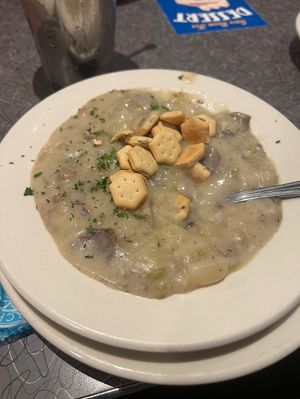 New England clam chowder  at Veggie Galaxy in Cambridge
