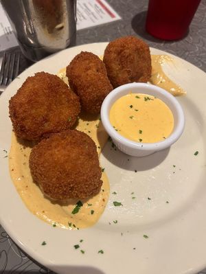 mac & cheese bites (sriracha aioli)  at Veggie Galaxy in Cambridge