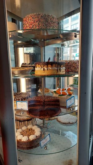 Desserts on display at Veggie Galaxy in Cambridge