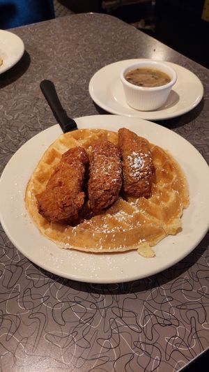 Chick'n & waffles at Veggie Galaxy in Cambridge