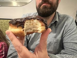 Boston cream doughnut  at Veggie Galaxy in Cambridge
