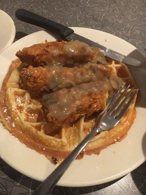 Chkn & waffles 🧇. at Veggie Galaxy in Cambridge