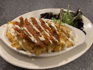 Vegan buffalo Mac n cheesee  at Veggie Galaxy in Cambridge