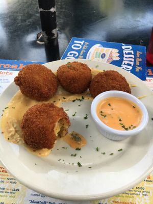vegan Sriracha fried mac & cheese balls at Veggie Galaxy in Cambridge
