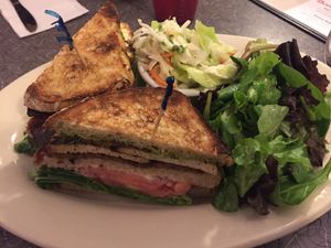 Vegan Club sandwich on sourdough at Veggie Galaxy in Cambridge