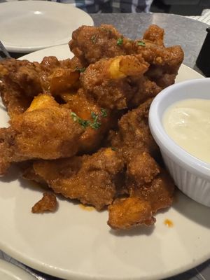 Buffalo cauliflower wings  at Veggie Galaxy in Cambridge