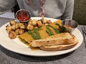 Green veggie omelet vegan  at Veggie Galaxy in Cambridge