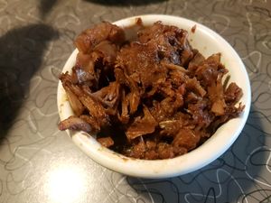 Free taster of bbq pulled jackfruit at Veggie Galaxy in Cambridge
