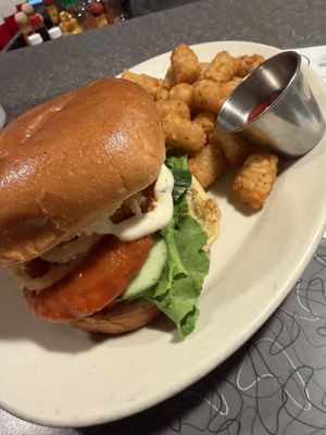 Buffalo Chick’n Burger  at Veggie Galaxy in Cambridge