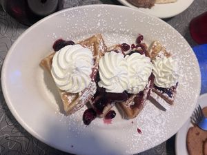 Waffles with berries   at Veggie Galaxy in Cambridge