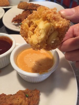 MAC and CHEESE bites at Veggie Galaxy in Cambridge