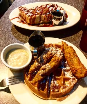 Chicken n waffles. at Veggie Galaxy in Cambridge