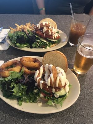 Buffalo chick’in burgers  at Veggie Galaxy in Cambridge