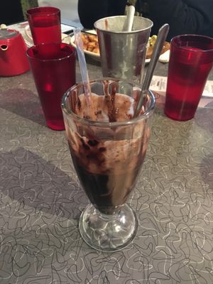 Chocolate Oregon frappe! at Veggie Galaxy in Cambridge