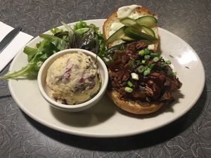 BBQ jackfruit! at Veggie Galaxy in Cambridge