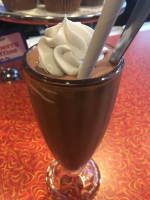 Vegan mocha frappe with coconut whipped cream at Veggie Galaxy in Cambridge