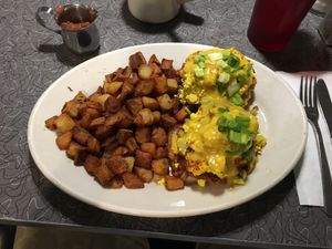 Vegan hash Benedict  at Veggie Galaxy in Cambridge