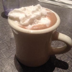 hot chocolate at Veggie Galaxy in Cambridge