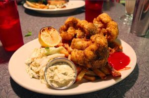 Caul of the Sea! Cauliflower fried like fish and chips! at Veggie Galaxy in Cambridge