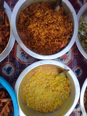 spicy and mild beans are the best and most Burmese vegan protein I've had in Mae Sai  at Burmese Bowls in Mae Sai
