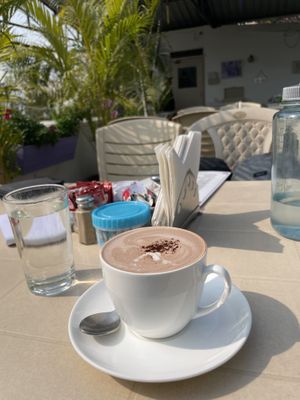 Hot chocolate with soy milk (vegan)  at Be Happy in Bodhgaya