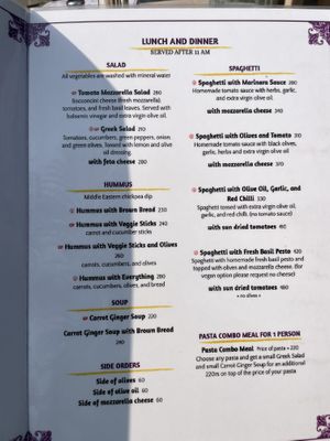 Menu  at Be Happy in Bodhgaya
