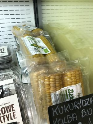 Packed corn... whyyyyy?! at Organic Farma Zdrowia in Warsaw