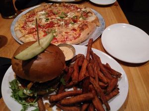 burger and vegan pizza at Mohawk Bend in Los Angeles