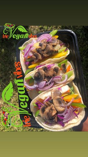 Vegan Tortillas (sweet peppers, pineapple, kale, purple onions & mushrooms) at Irie Vegan Vibes in Georgetown