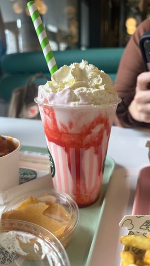 Strawberry milkshake - sooo good! Got the cream on top! at Neat Burger - Bishopsgate in London