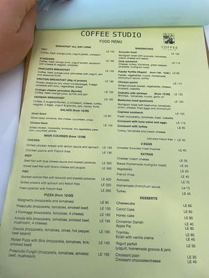 Menu november 2023  at Coffee Studio in Hurghada